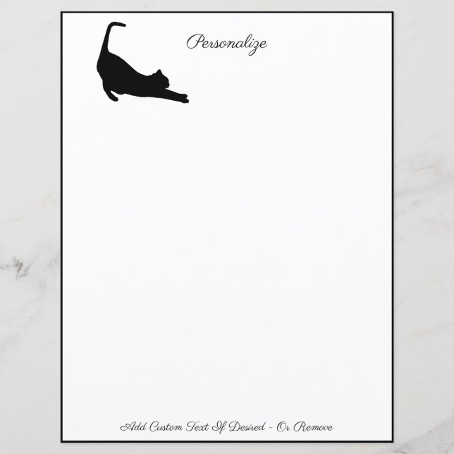 Papier Simple Élégance Chat Noir Étirement Feline Yoga (Devant)