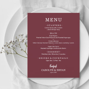 Papier Simple Élégant Dîner de Mariage Bordeaux