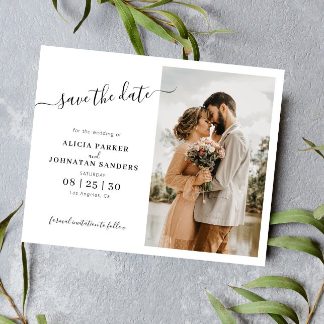 Papier Simple élégant script photo mariage à retenir la d (Créateur téléchargé)