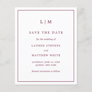 Papier Simple Faire-Part de Mariage Économique en Bourgog