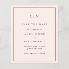 Papier Simple Faire-Part de Mariage Économique Rose Pâle