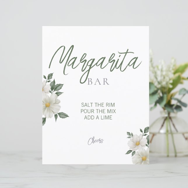 Papier Simple Fête des mariées florale blanche signe Marg (Debout devant)
