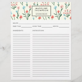 Papier Simple Floral Botanical Pink Blue Flower Recipe