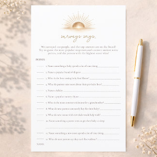 Papier Simple Golden Sun Neutral Shower Game Survey Says