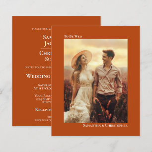 Papier Simple Invitation de Mariage Photo BUDGET Orange R
