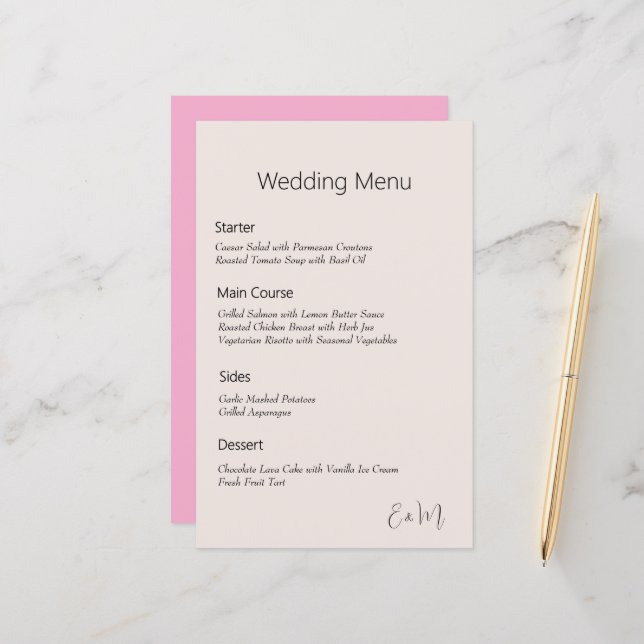 Papier simple japonais cerisier fleur couleur mariage men (Devant/Arrière en situation)