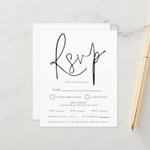 Papier Simple Mariage noir blanc QR choix de repas RSVP