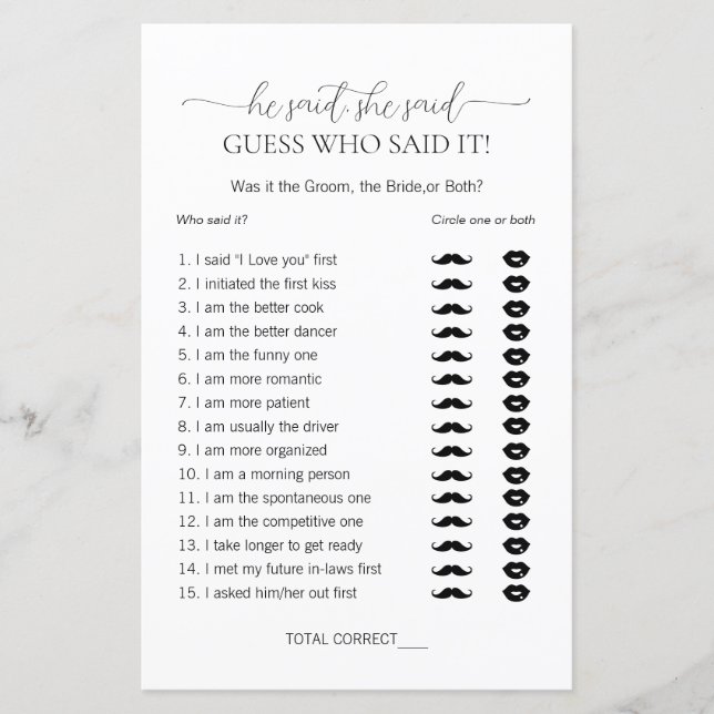 Papier Simple Minimal, Il Dit Qu'Elle A Dit Fête des mari (Devant)
