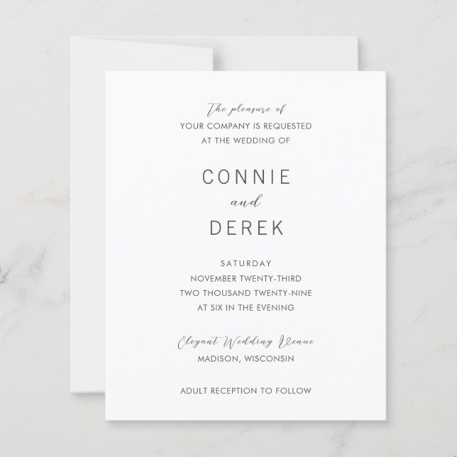 Papier Simple Modern Budget Wedding Invitation (Devant)