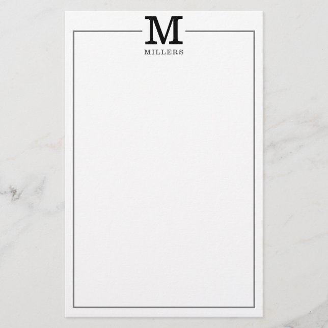 Papier Simple Modern Classic Nom de famille Monogramme (Devant)