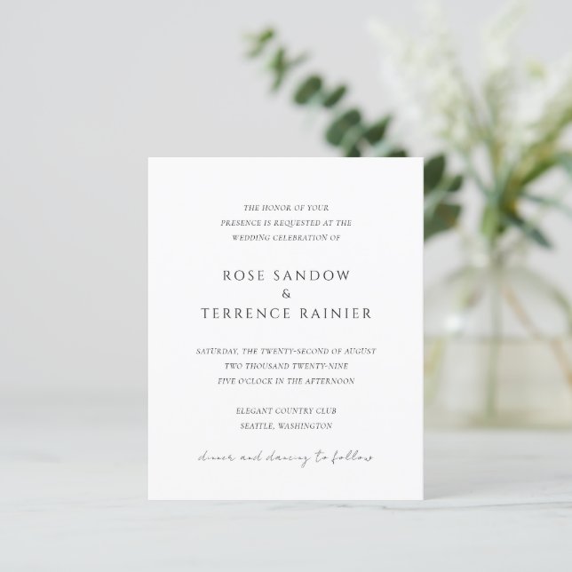 Papier Simple Modern Elegant Wedding Invitation (Debout devant)
