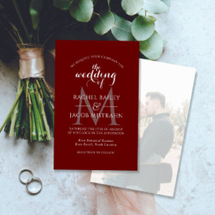 Papier Simple Monogramme noir Faire-part de mariage photo