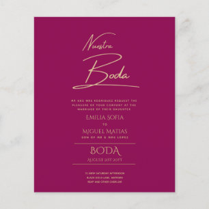 Papier Simple Nuestra BODA Mariage espagnol Texte seuleme