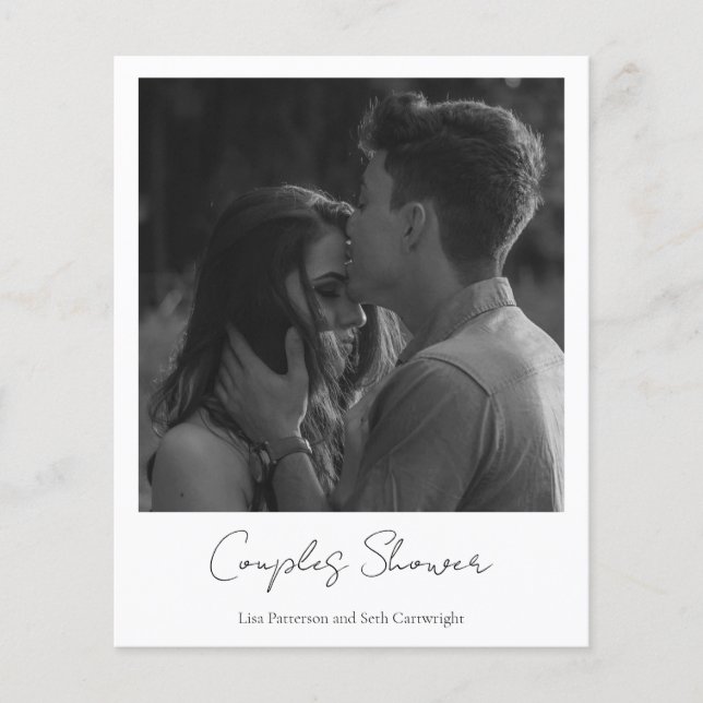 Papier Simple Photo Budget Couples Douche Invitation (Devant)