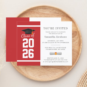 Papier Simple Red White 2025 Graduation Invitation