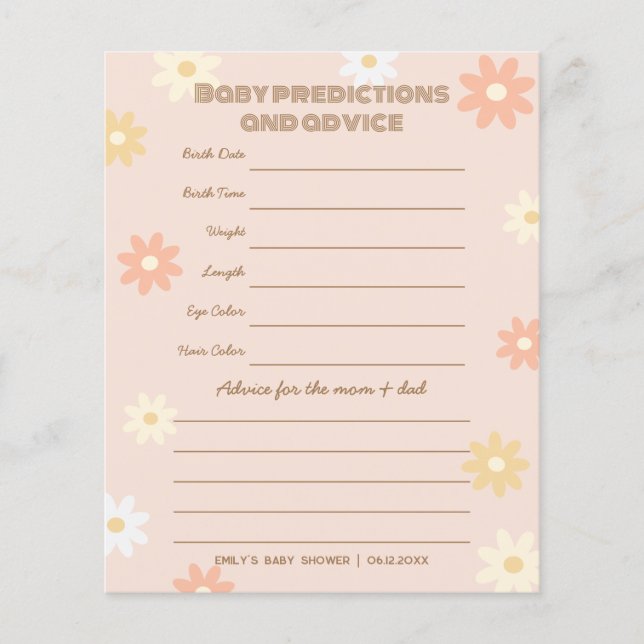 Papier Simple Retro Boho Daisy Baby shower de devis Jeu (Devant)