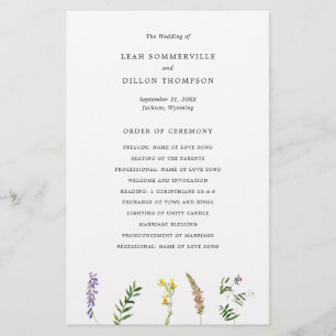 Papier Simple Rustic Floral Fleur sauvage Wedding Program