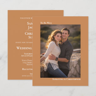 Papier Simple Tan d'or BUDGET Mariage Photo Invitation