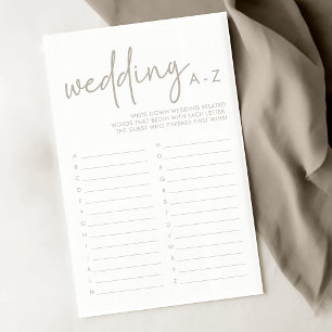 Papier Simple Taupe et Fête des mariées blanche Jeu A-Z