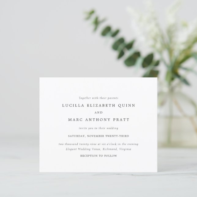 Papier Simple Timeless Budget Wedding Invitation (Debout devant)