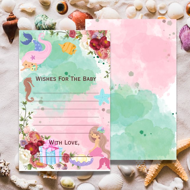 Papier Sirène Sous La Mer Souhaite Pour Le Baby shower (Créateur téléchargé)
