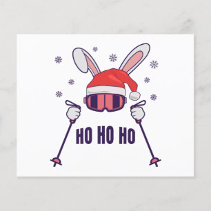 Papier Ski Père Noël Rabbit avec Santa Hat et bâtons de s