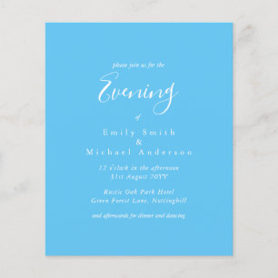 Papier Sky Blue White Script Budget Mariage Réception