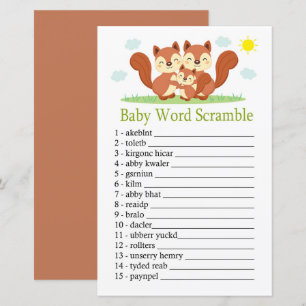 Papier Sleepy fox Baby word scramble jeu