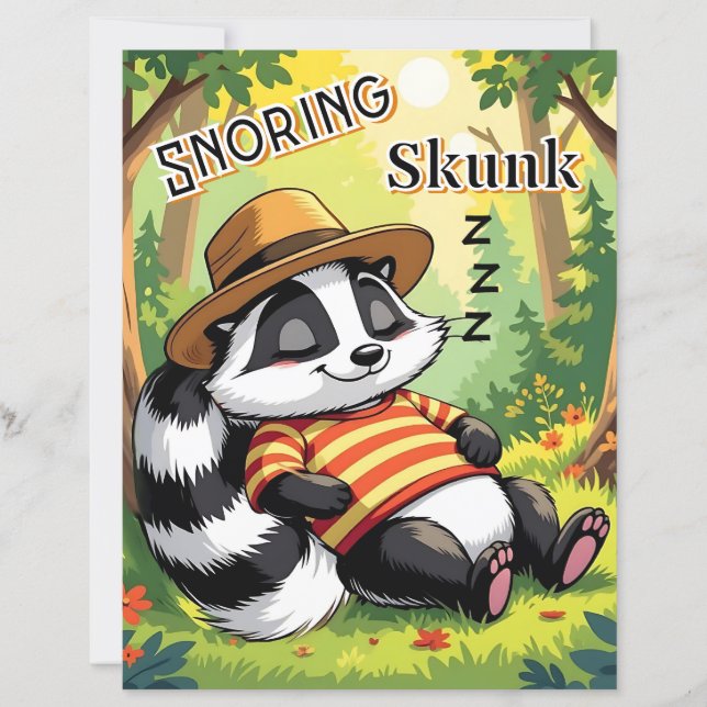 Papier Snording Skunk | Belle caricature de l'art de la p (Devant)