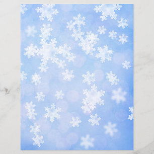 Papier Snowflakes & Bokeh Blue Scrapbook Paper