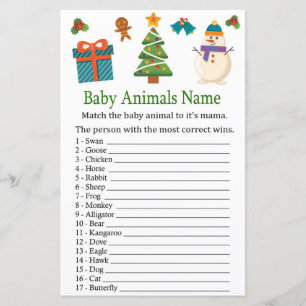 Papier Snowman Baby Animaux Nom baby shower de jeu