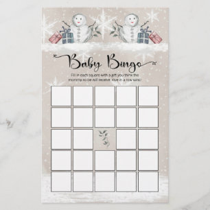 Papier Snowman baby shower bébé jeu de bingo