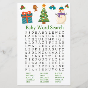 Papier Snowman Baby shower Word Recherche Jeu
