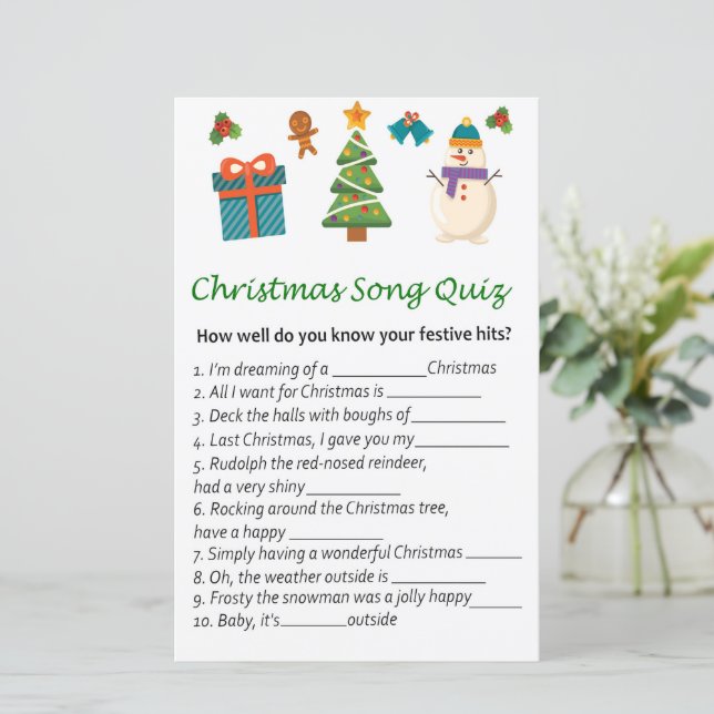 Papier Snowman noël jeu de quiz de chanson (Debout devant)