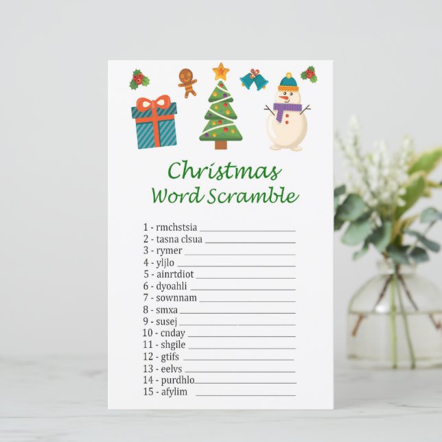 Papier Snowman noël mot scramble jeu (Debout devant)