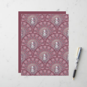 Papier Snowman rose Whimsical Mandala Scallop Scrapbook