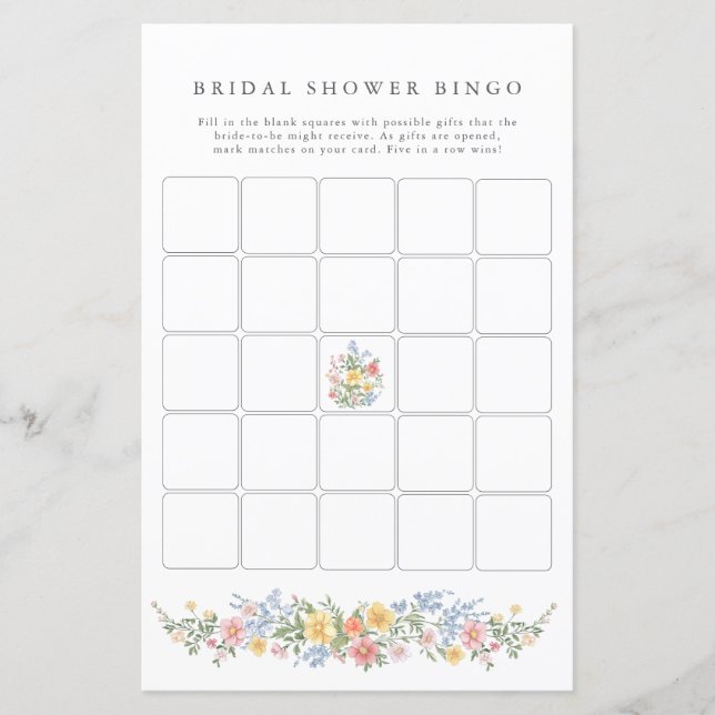 Papier Soft Pastel Ornate Spring Bridal Shower Bingo Game (Devant)