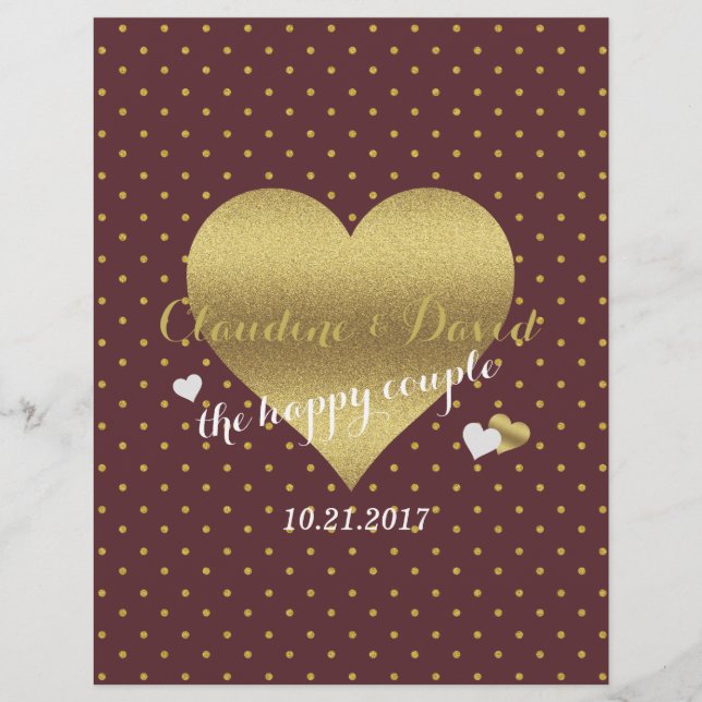 Papier Soirée de Mariage à la Polka de Bourgogne et d'Or (Devant)