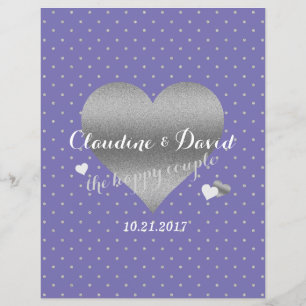 Papier Soirée de Mariage de Pointe de Coeur Périwinkle & 