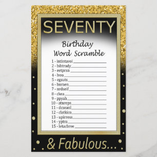 Papier Soixante-dix Anniversaire Mot Jeu Scramble