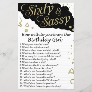 Papier Soixante et Sassy Connaissez-vous bien l'anniversa