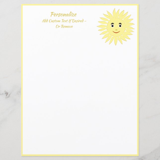 Papier Soleil d'été brillant et souriant (Devant)