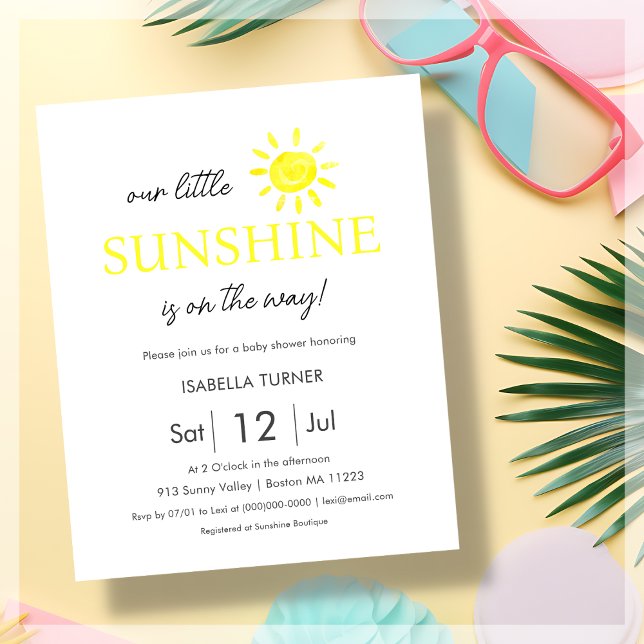Papier Soleil jaune | Invitation Baby shower d'été (Créateur téléchargé)