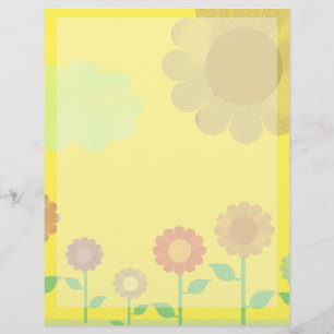 Papier Soleil vintage Joyeux Jaune Floral Vintage