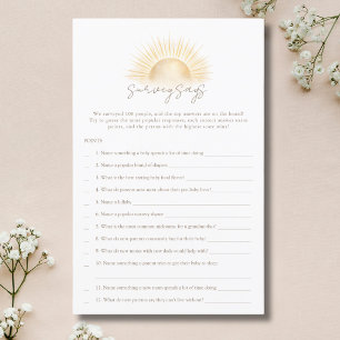 Papier Sondage du jeu de la Baby Shower Élégant Bohème So