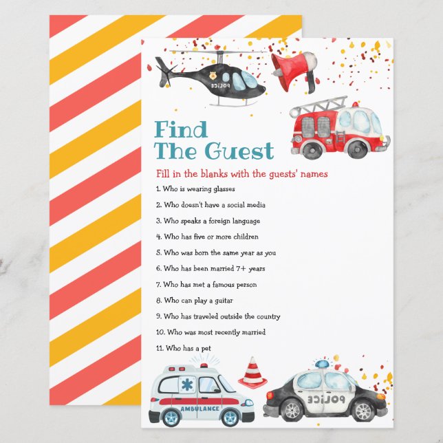 Papier Sonne l'alarme Attrapez votre équipement Trouvez l (Devant / Derrière)