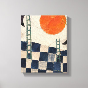 Papier-Sonne über Indigo-Schachbrett - Moderne Col Leinwanddruck