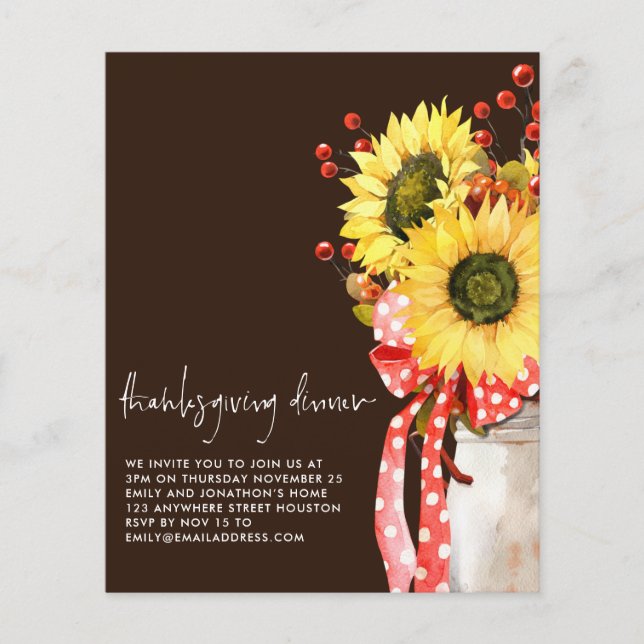 PAPIER | Sonnenblumen Erntedank Abendessen Brown E (Vorne)