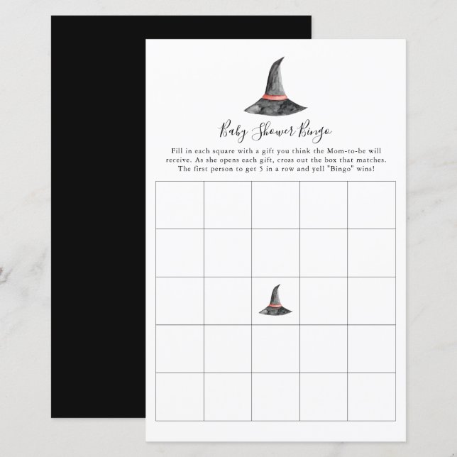 Papier Sorcière Halloween Baby shower Jeu Bingo mignonne (Devant / Derrière)