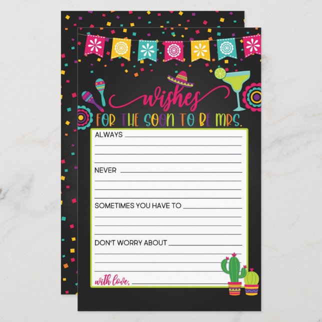 Papier Souhaite que le bientôt être Mme. - Fiesta (Devant / Derrière)